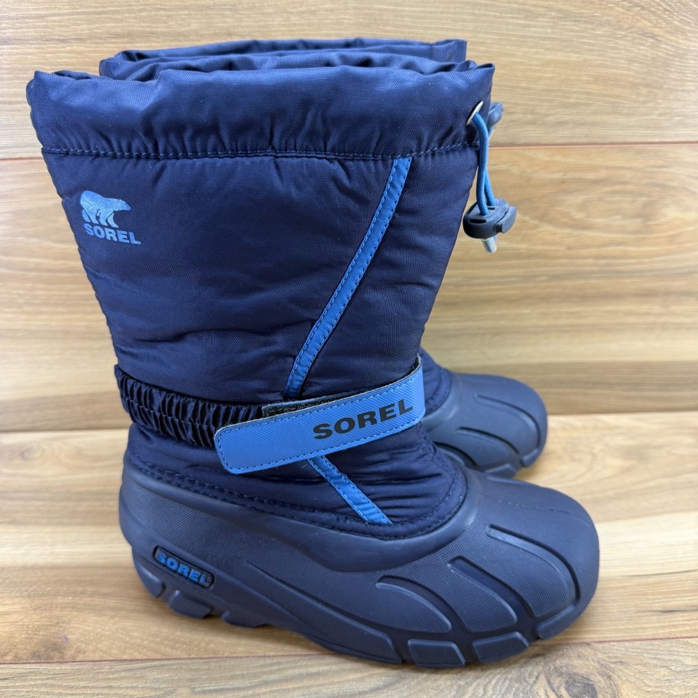 Sorel Snow Flurry Snow Boots Boys 3 Navy Blue Waterproof Outdoor Insulated